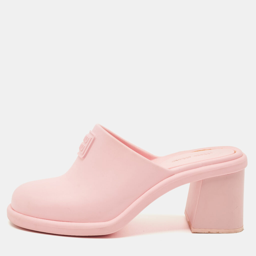 Miu Miu Pink Rubber Logo Clogs Size 37 Miu Miu Pink Rubber Logo Clogs Size 37