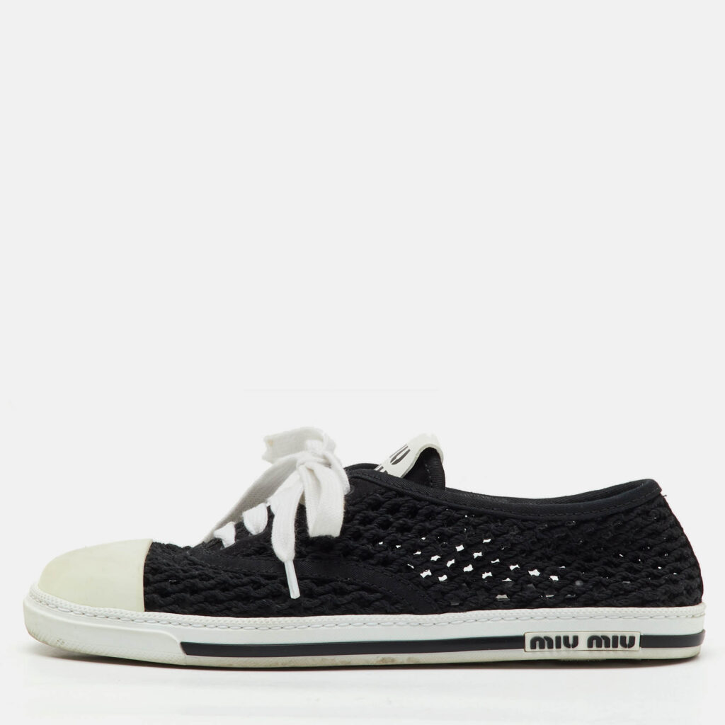 Miu Miu Black Rope Fabric Low Top Sneakers Size 38.5 Miu Miu Black Rope Fabric Low Top Sneakers Size 38.5