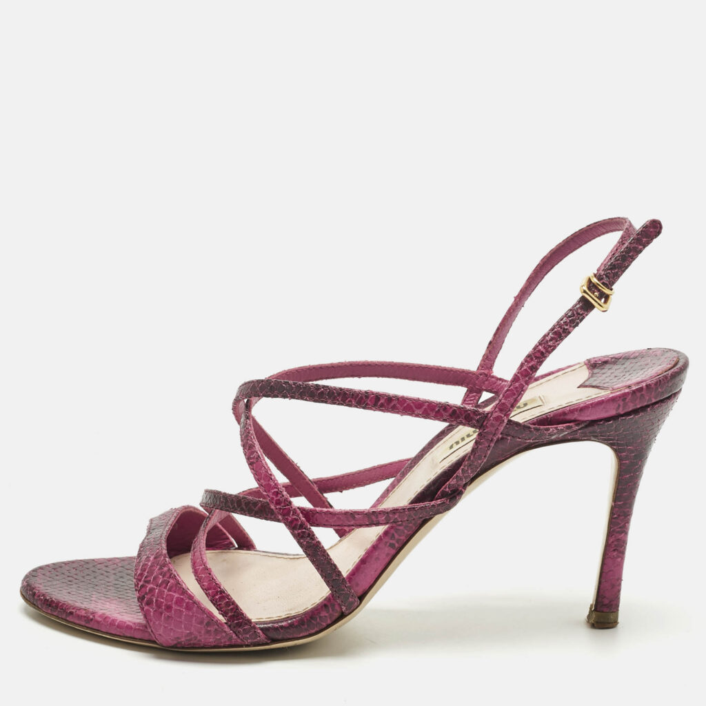 Miu Miu Pink Python Embossed Leather Slingback Sandals Size 38.5 Miu Miu Pink Python Embossed Leather Slingback Sandals Size 38.5