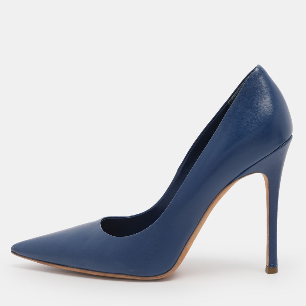 Miu Miu Blue Leather Pointed Toe Pumps Size 38.5