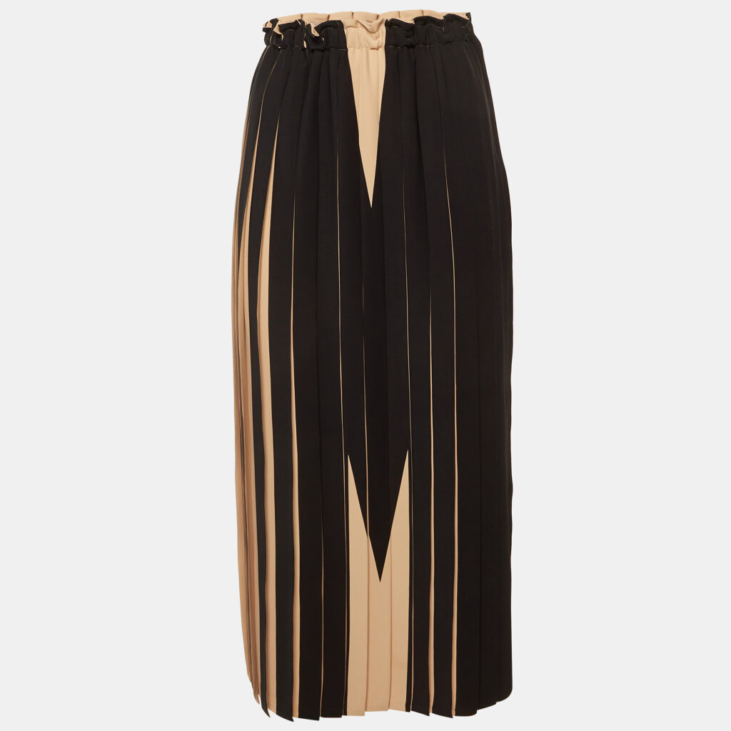 MM6 Maison Margiela Beige/Black Crepe Pleated Midi Skirt M