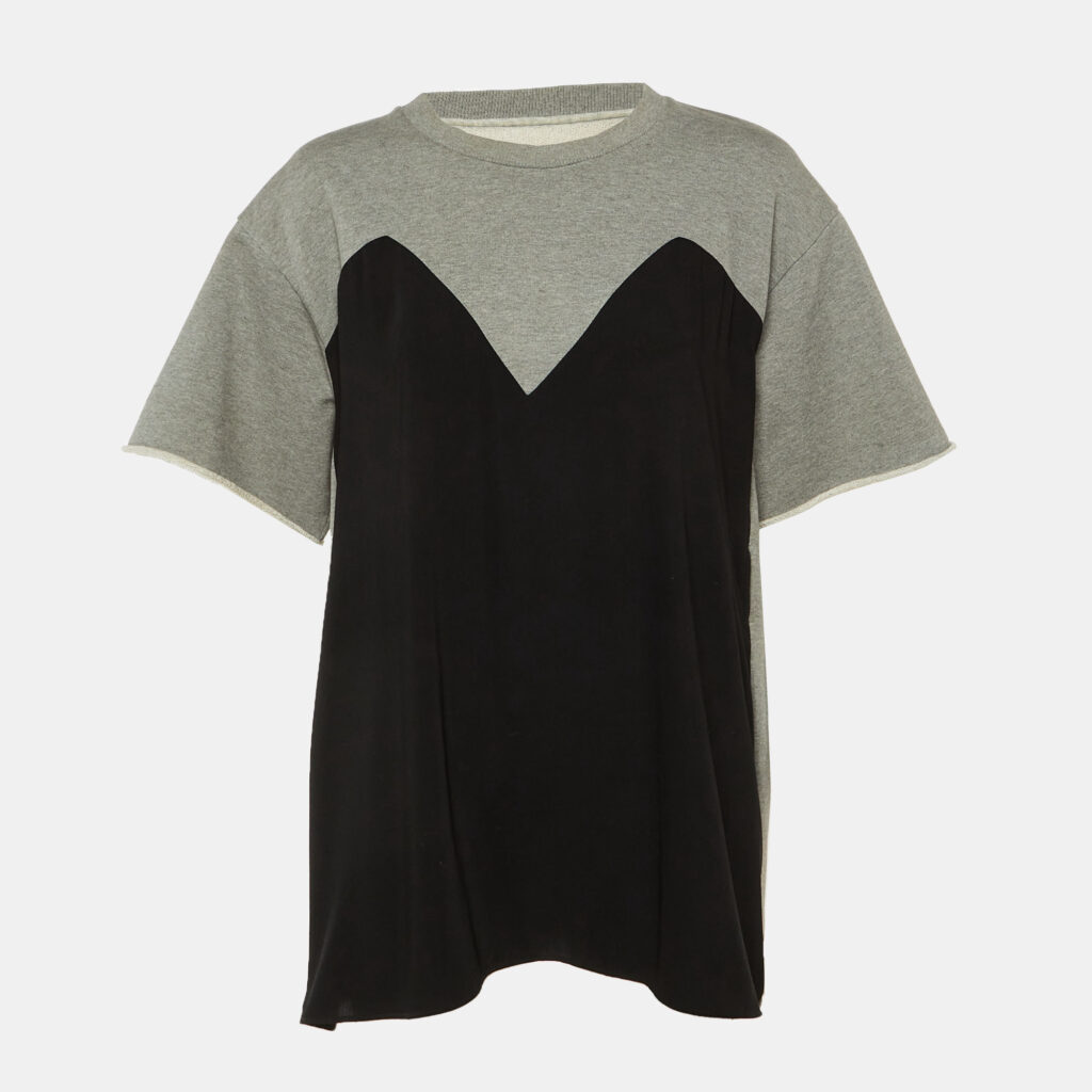 MM6 Maison Margiela Grey Cotton & Crepe Crew Neck Top M