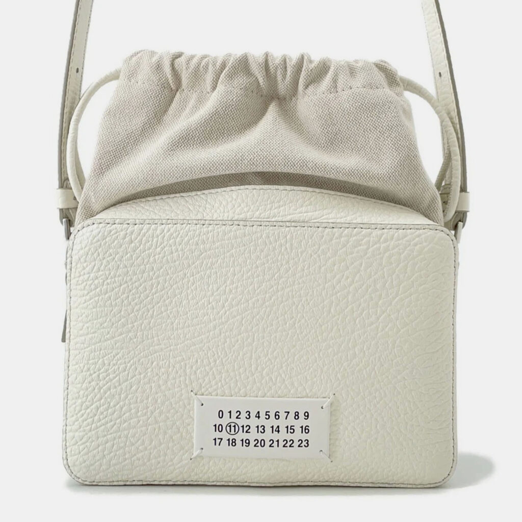 Maison Margiela Maison Margiela 5AC White Leather Canvas Medium Camera Shoulder Bag