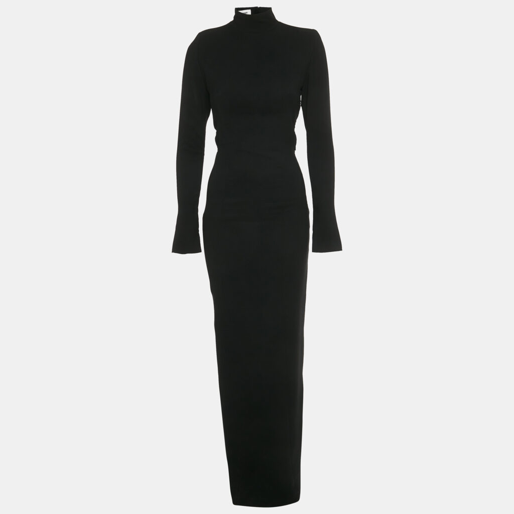 Mônot Black Crepe Open Back Maxi Dress S Mônot Black Crepe Open Back Maxi Dress S