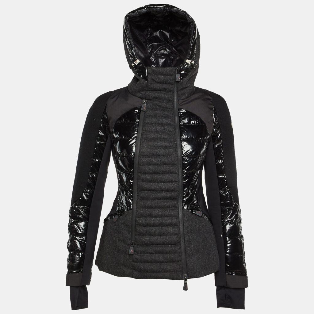 luxury-women-moncler-grenoble-used-clothes-p1192857-001.jpg Moncler Grenoble Black Wool & Polyamide Paneled Quilted Hooded Jacket S
