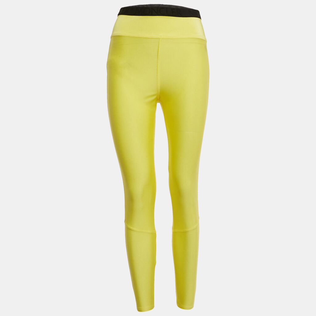 Moncler Yellow Logo Print Jersey Leggings M Moncler Yellow Logo Print Jersey Leggings M