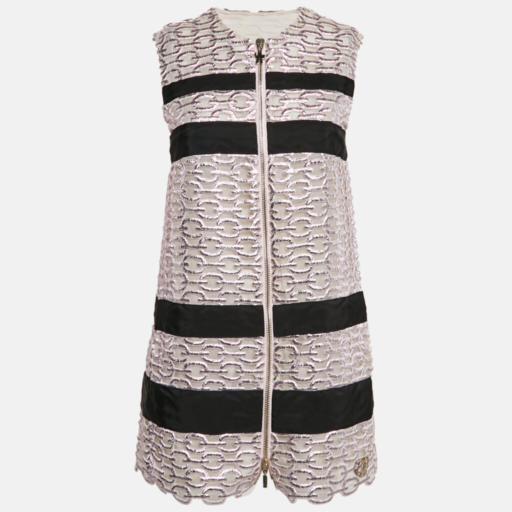 Moncler Metallic Pink Lace Lucy Gilet Mini Dress XS Moncler Metallic Pink Lace Lucy Gilet Mini Dress XS
