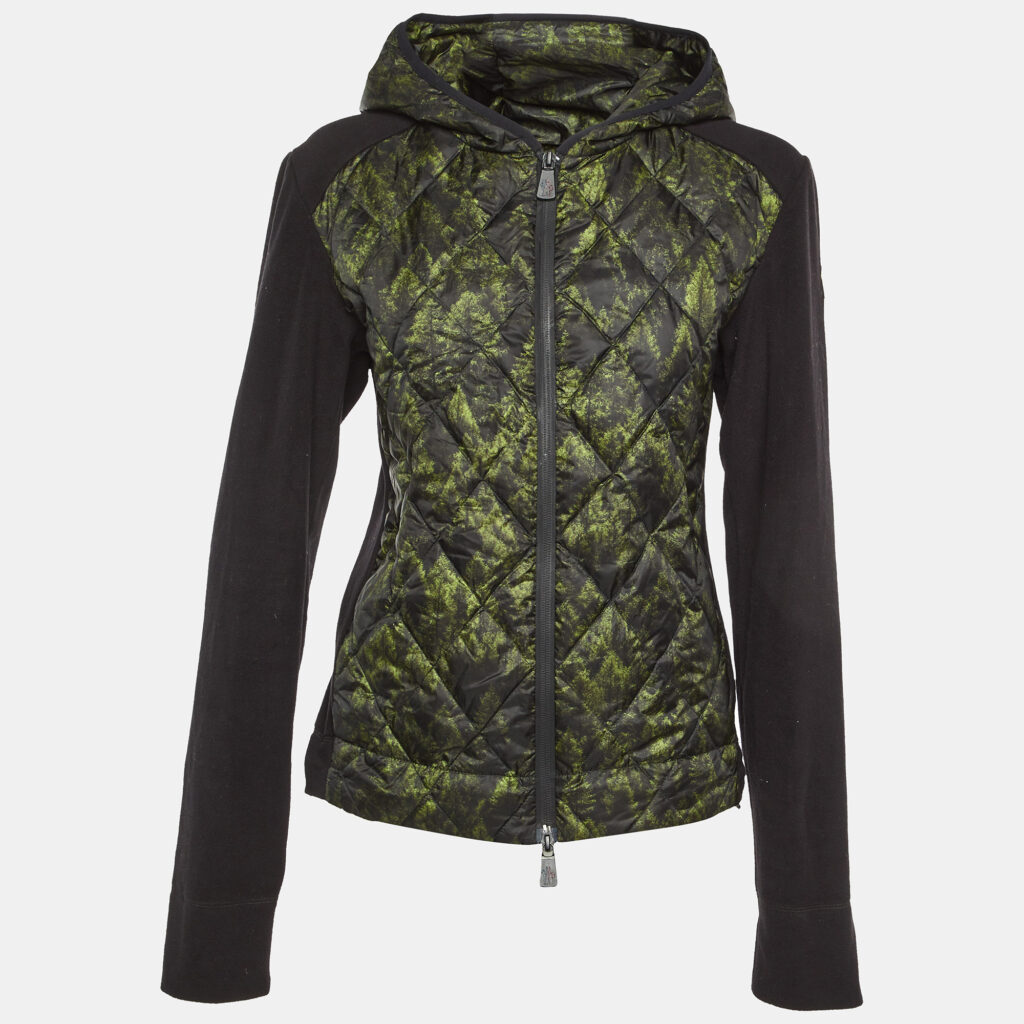 Moncler Green Polyester Hooded Zip Front Jacket M Moncler Green Polyester Hooded Zip Front Jacket M