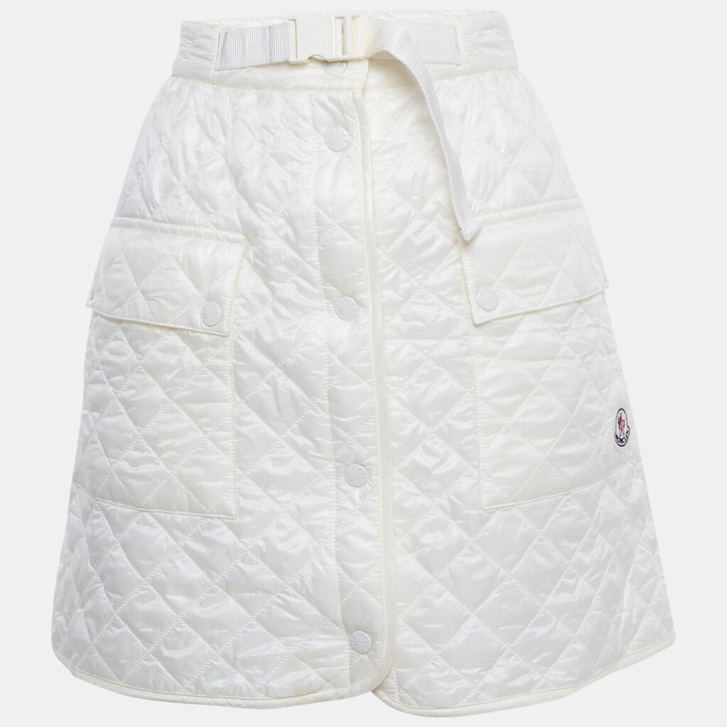 Moncler White Nylon Quilted A-Line Mini Skirt M Moncler White Nylon Quilted A-Line Mini Skirt M