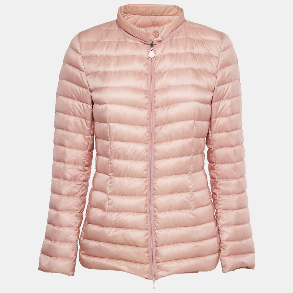 Moncler Pink Nylon Belted Puffer Jacket L