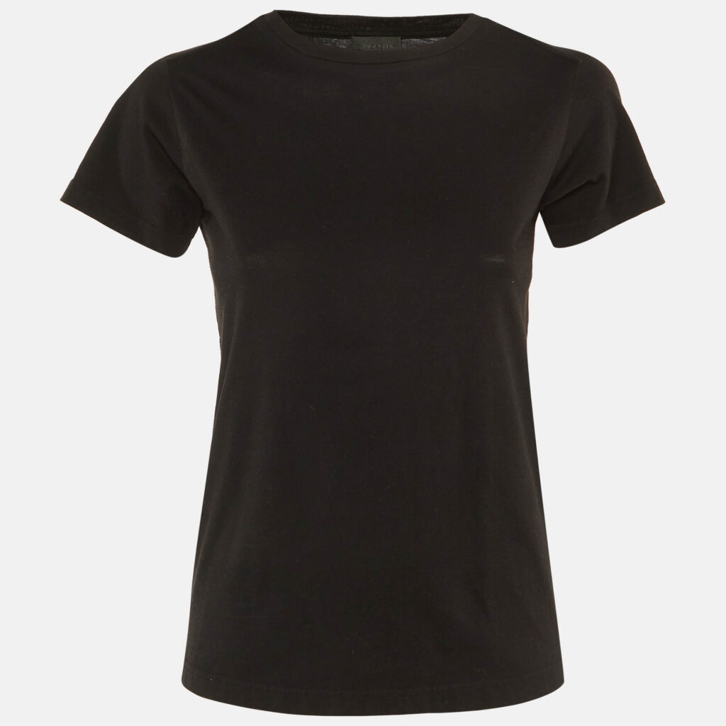 Moncler Black Cotton Logo Striped Crew Neck T-Shirt S Moncler Black Cotton Logo Striped Crew Neck T-Shirt S