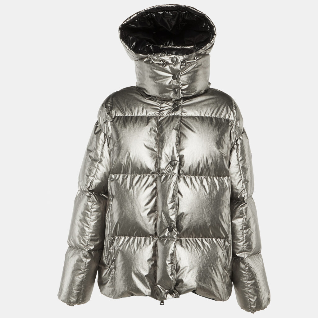 Moncler Silver Synthetic Puffer Down Parana Detachable Hooded Jacket M/L Moncler Silver Synthetic Puffer Down Parana Detachable Hooded Jacket M/L
