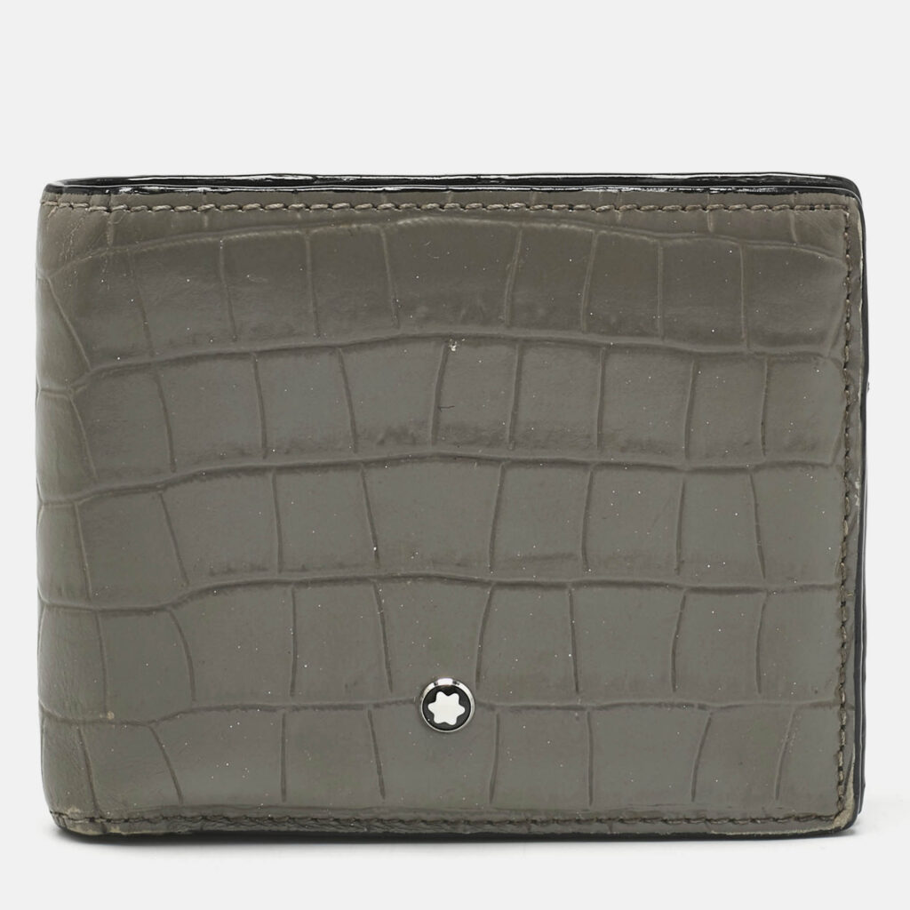 Montblanc Grey Croc Embossed Leather Meisterstuck Bifold Montblanc Grey Croc Embossed Leather Meisterstuck Bifold