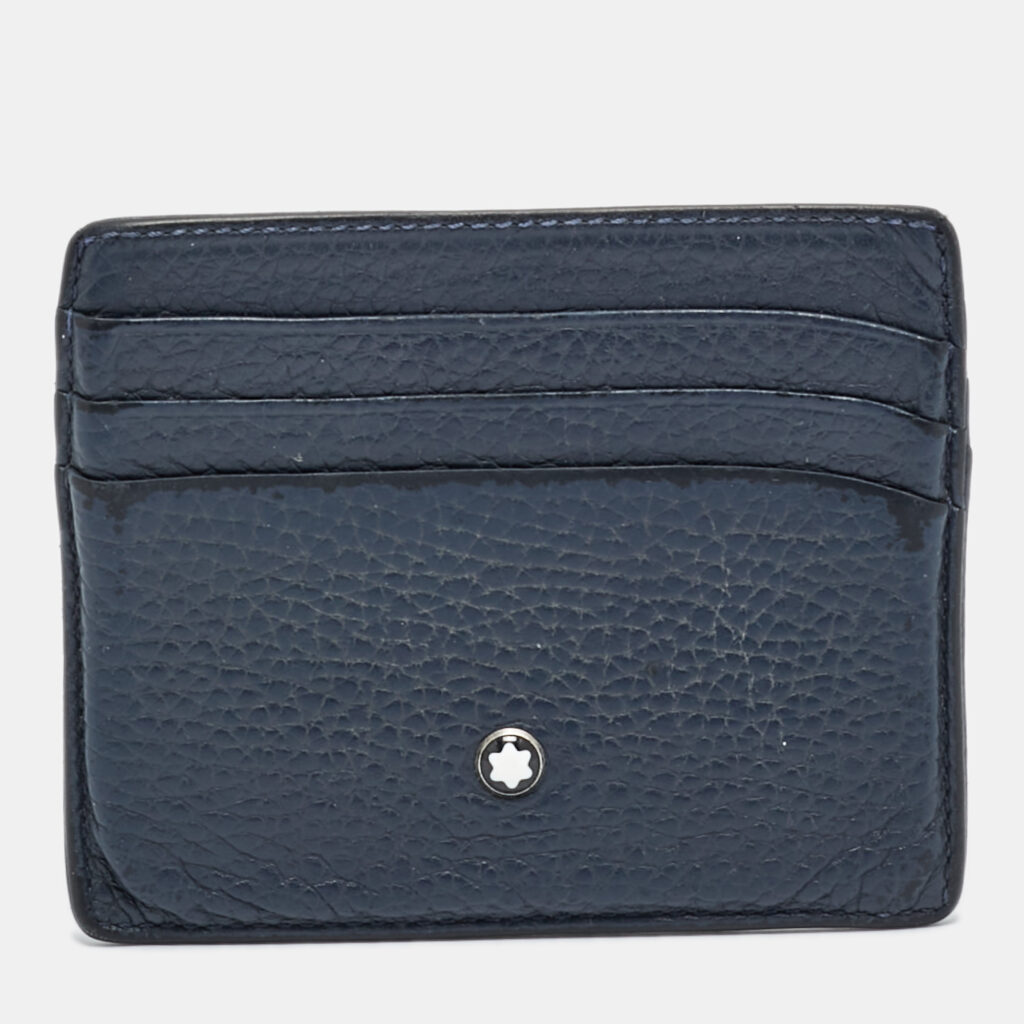 Montblanc Navy Blue Leather Meisterstuck Card Holder Montblanc Navy Blue Leather Meisterstuck Card Holder