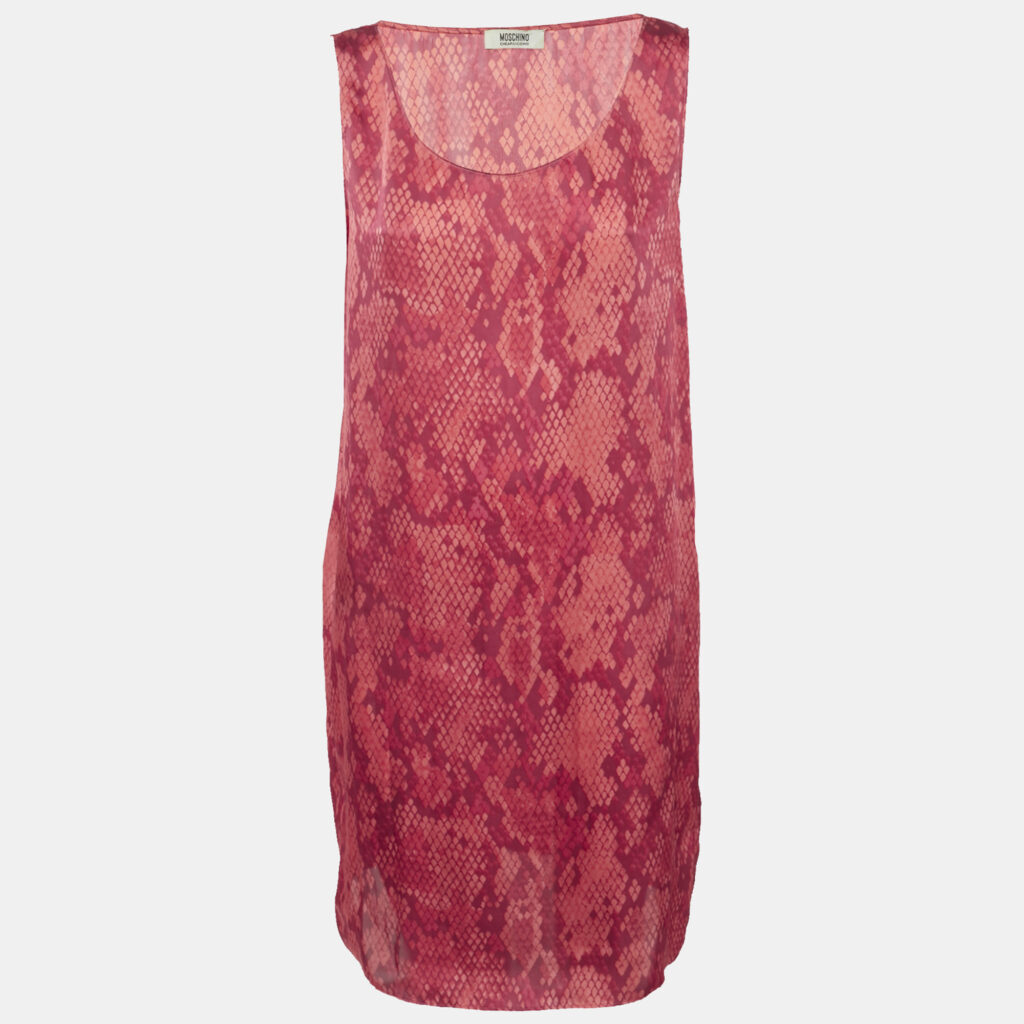 Moschino Cheap and Chic Red Printed Satin Sleeveless Short Dress L Moschino Cheap and Chic Red Printed Satin Sleeveless Short Dress L