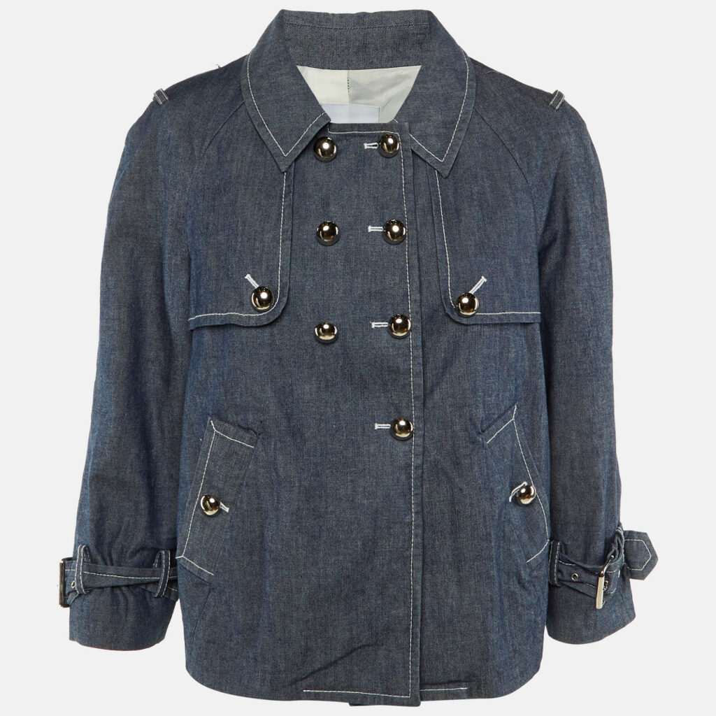 Moschino Cheap and Chic Blue Denim Double Breasted Jacket L Moschino Cheap and Chic Blue Denim Double Breasted Jacket L
