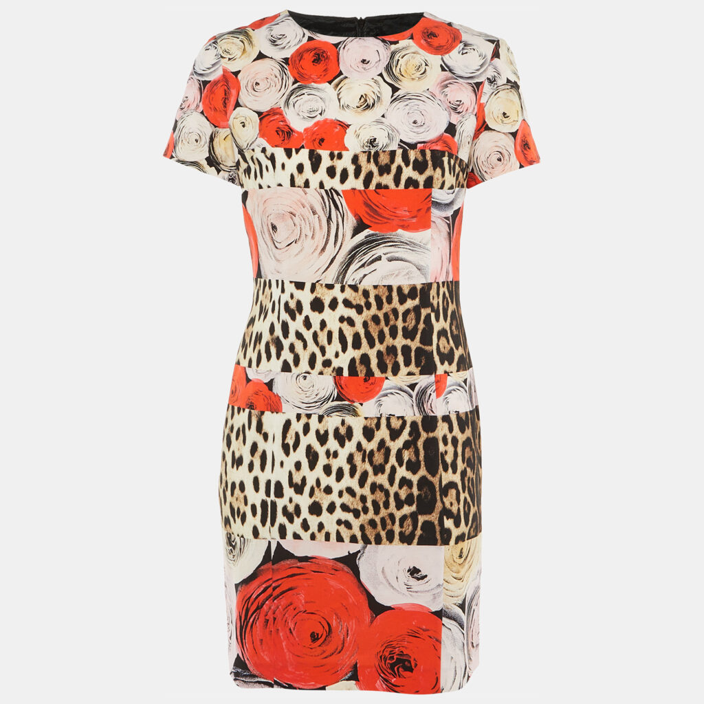 luxury-women-moschino-cheap-and-chic-used-clothes-p1229671-004-1.jpg Moschino Cheap and Chic Multicolor Leopard Rose Print Crepe Shift Dress M
