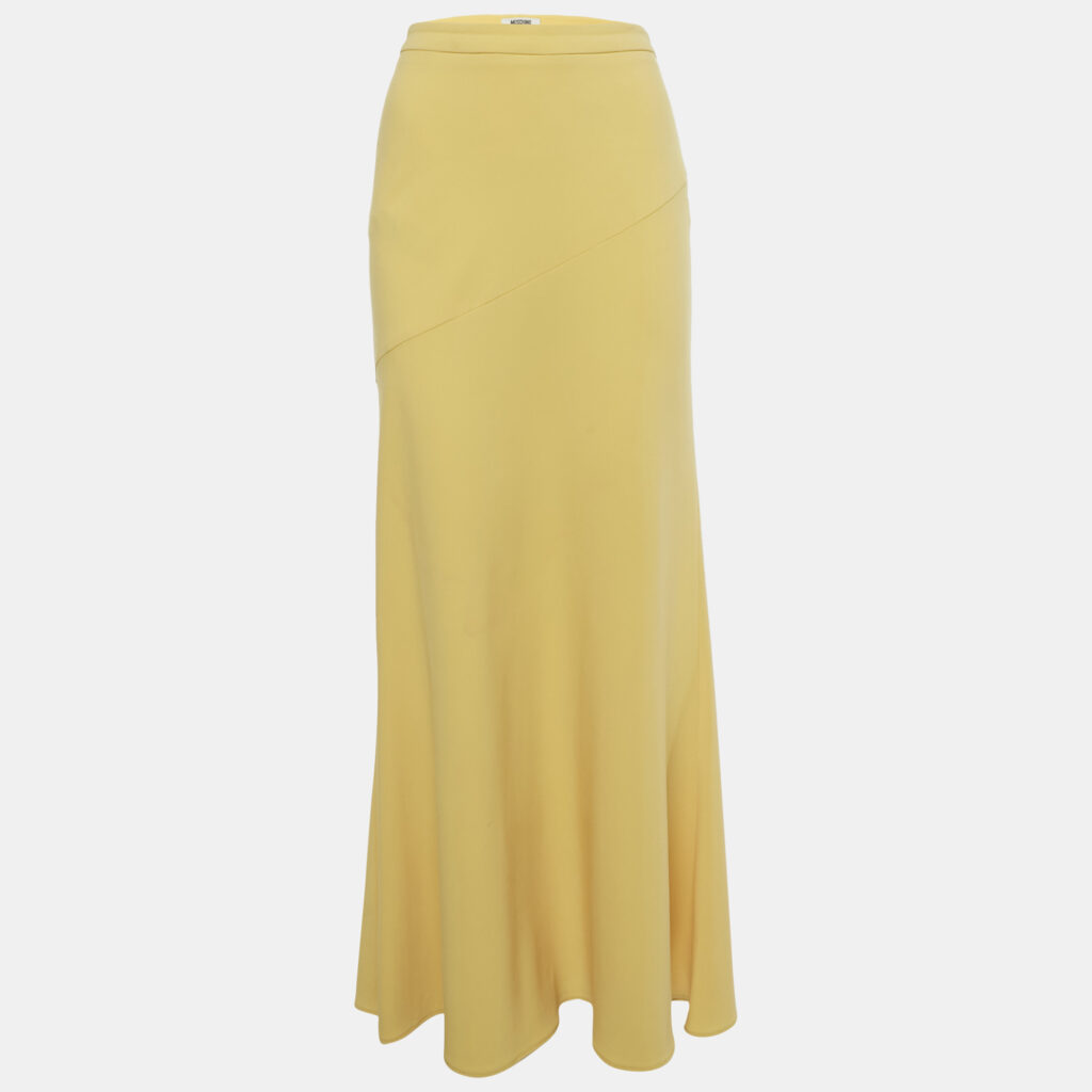 Moschino Cheap and Chic Yellow Crepe Flared Maxi Skirt S Moschino Cheap and Chic Yellow Crepe Flared Maxi Skirt S
