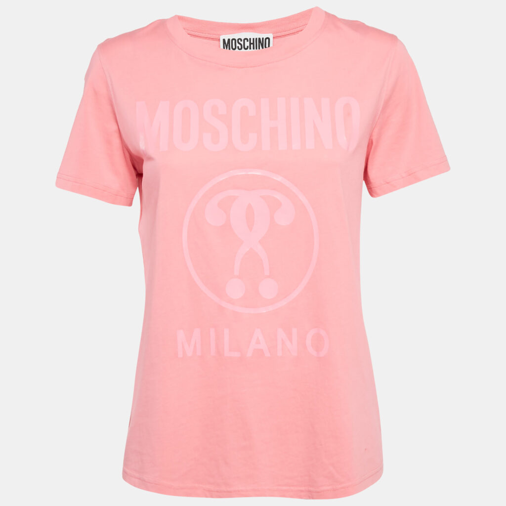 Moschino Couture Pink Logo Print Jersey T-Shirt M Moschino Couture Pink Logo Print Jersey T-Shirt M