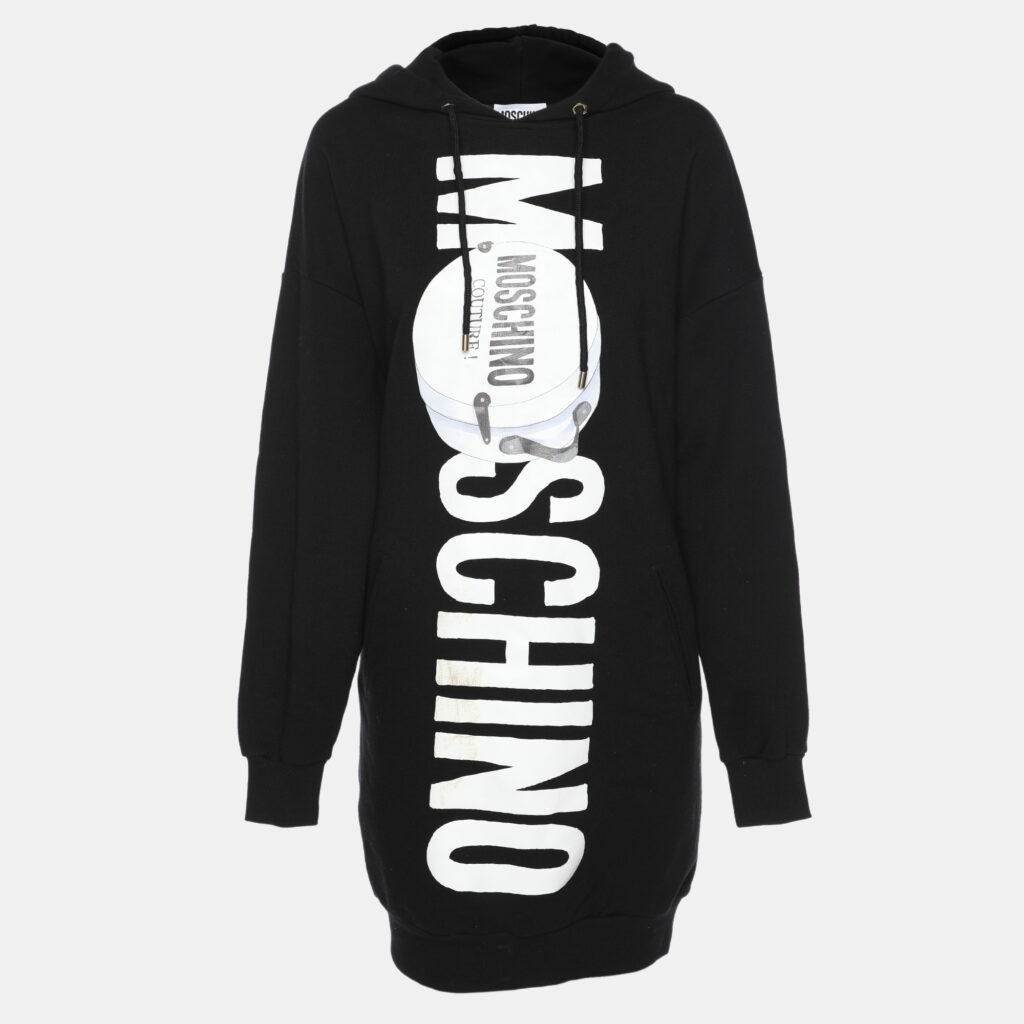 Moschino Couture Black Cotton Logo Printed Sweatshirt S