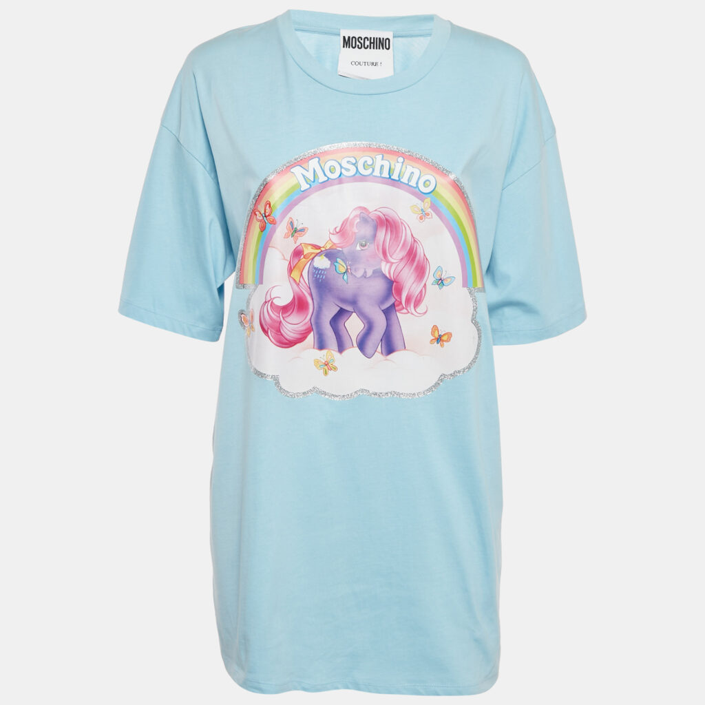Moschino Couture Blue Little Pony Print Jersey T-Shirt M Moschino Couture Blue Little Pony Print Jersey T-Shirt M