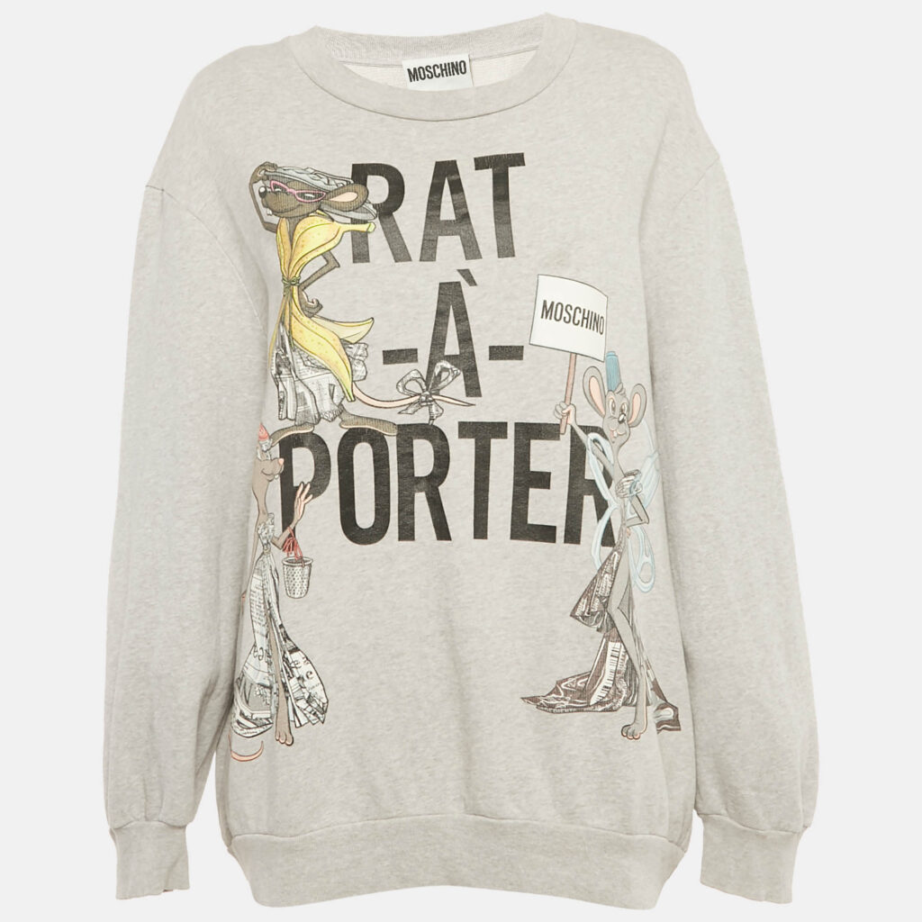 Moschino Couture Grey Rat-A-Porter Print Cotton Sweatshirt M Moschino Couture Grey Rat-A-Porter Print Cotton Sweatshirt M