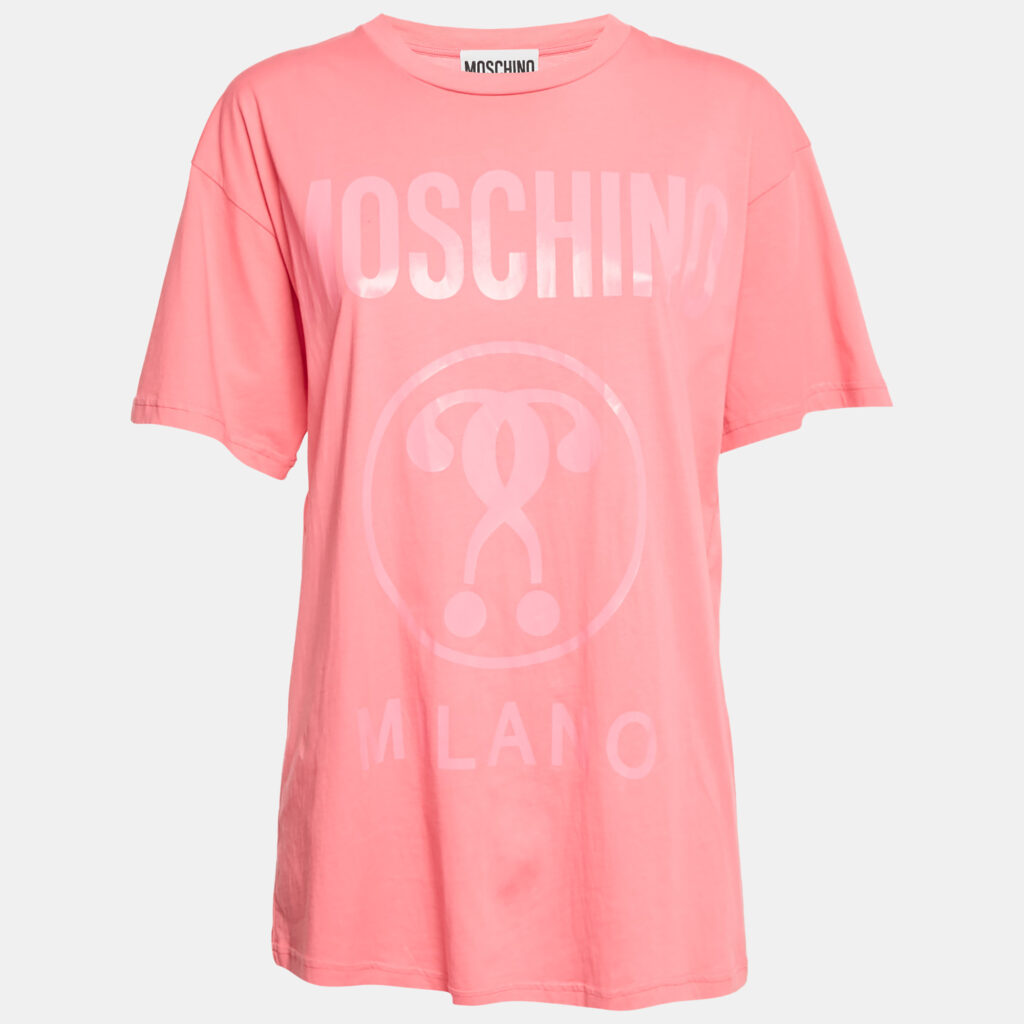 Moschino Couture Pink Logo Print Jersey T-Shirt XS Moschino Couture Pink Logo Print Jersey T-Shirt XS