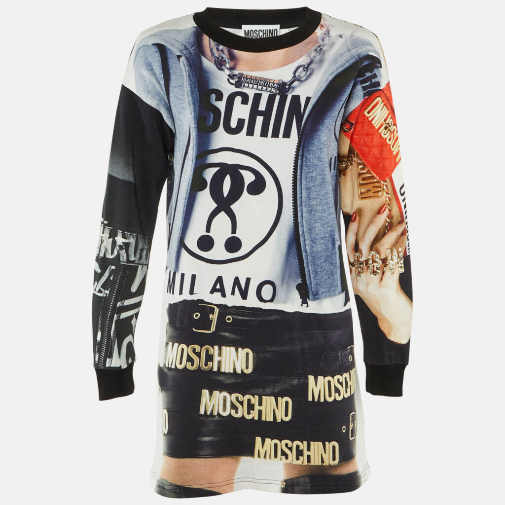 Moschino Couture Multicolor Printed Cotton Sweatshirt Mini Dress XS