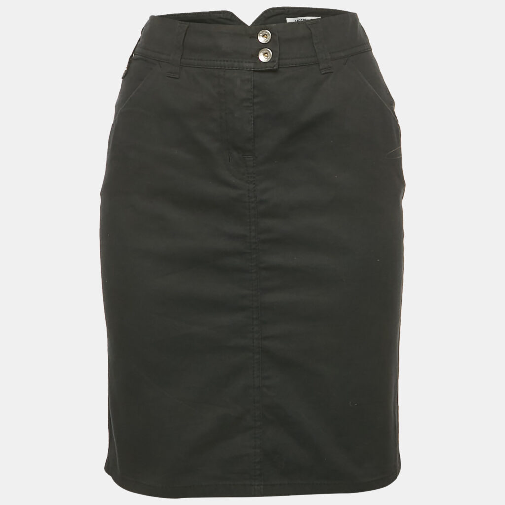 luxury-women-moschino-jeans-used-clothes-p1181877-003-1.jpg Moschino Jeans Black Cotton Logo Stud Detail Mini Skirt M