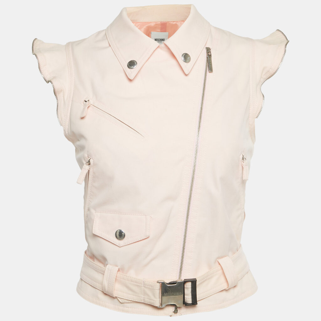 luxury-women-moschino-jeans-used-clothes-p1246089-001-1.jpg Moschino Jeans Pink Cotton Blend Biker Vest Jacket S