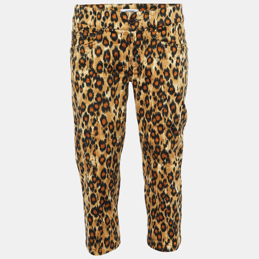 Moschino Jeans Multicolor Animal Printed Cotton Capri Pants M Moschino Jeans Multicolor Animal Printed Cotton Capri Pants M