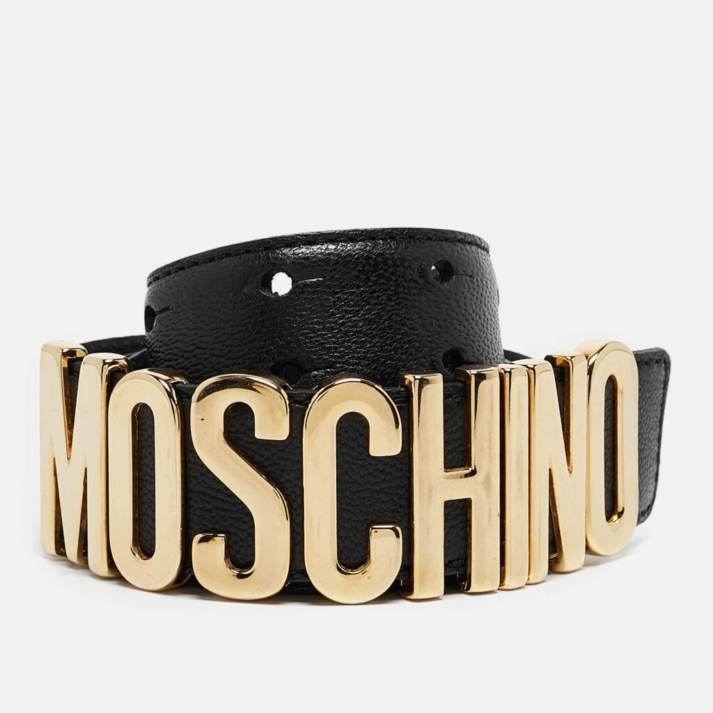 luxury-women-moschino-used-accessories-p1098767-001-1.jpg Moschino Black Leather Classic Logo Waist Belt