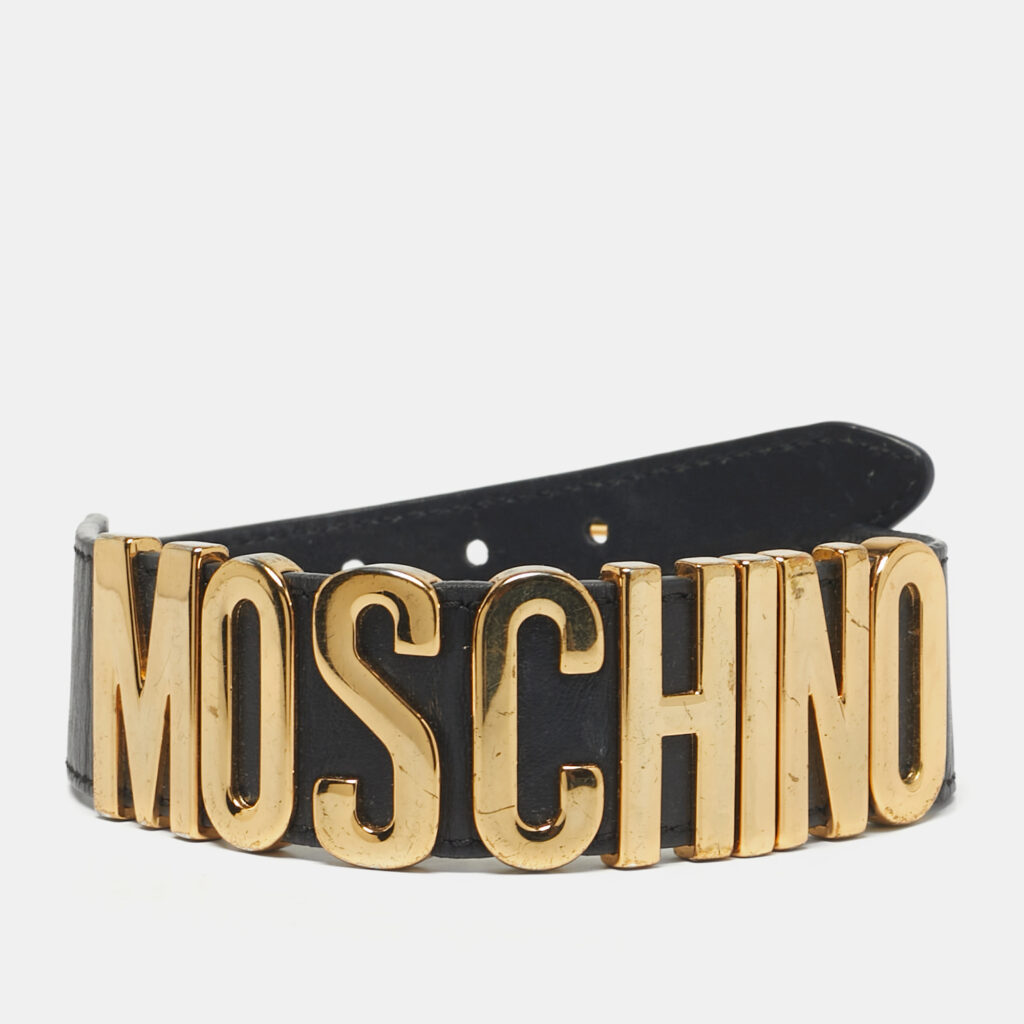 Moschino Black Leather Classic Logo Dog Collar Moschino Black Leather Classic Logo Dog Collar