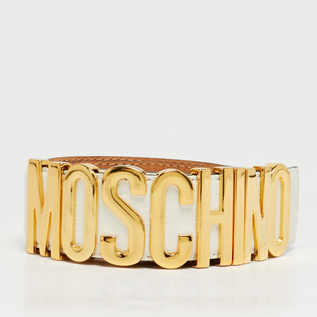 Moschino White Leather Classic Logo Waist Belt Moschino White Leather Classic Logo Waist Belt