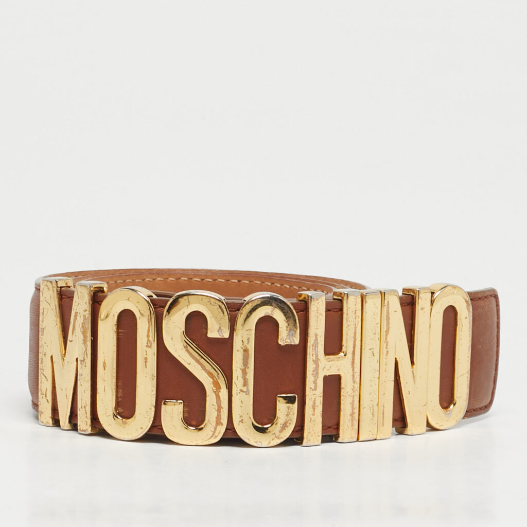 Moschino Brown Leather Classic Logo Waist Buckle Belt Moschino Brown Leather Classic Logo Waist Buckle Belt