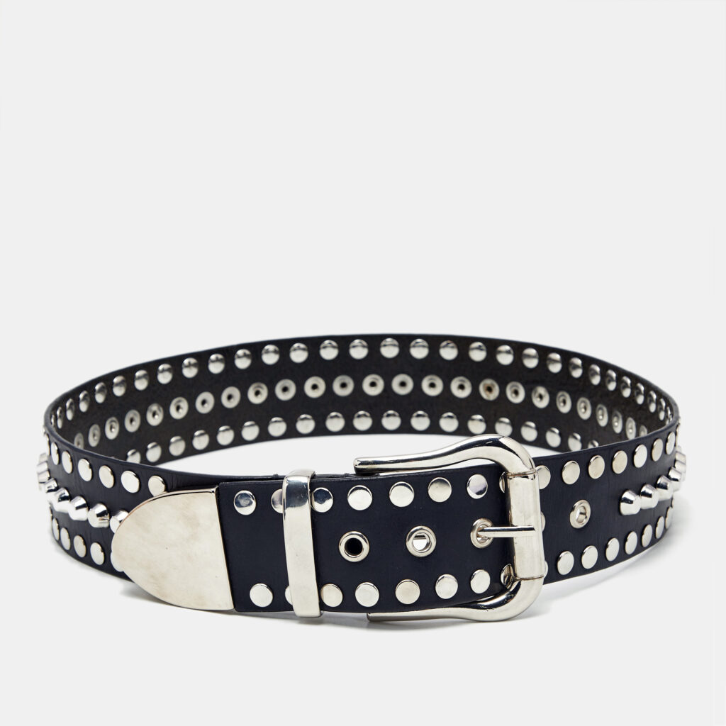 Moschino Black Leather Studded Buckle Belt Moschino Black Leather Studded Buckle Belt