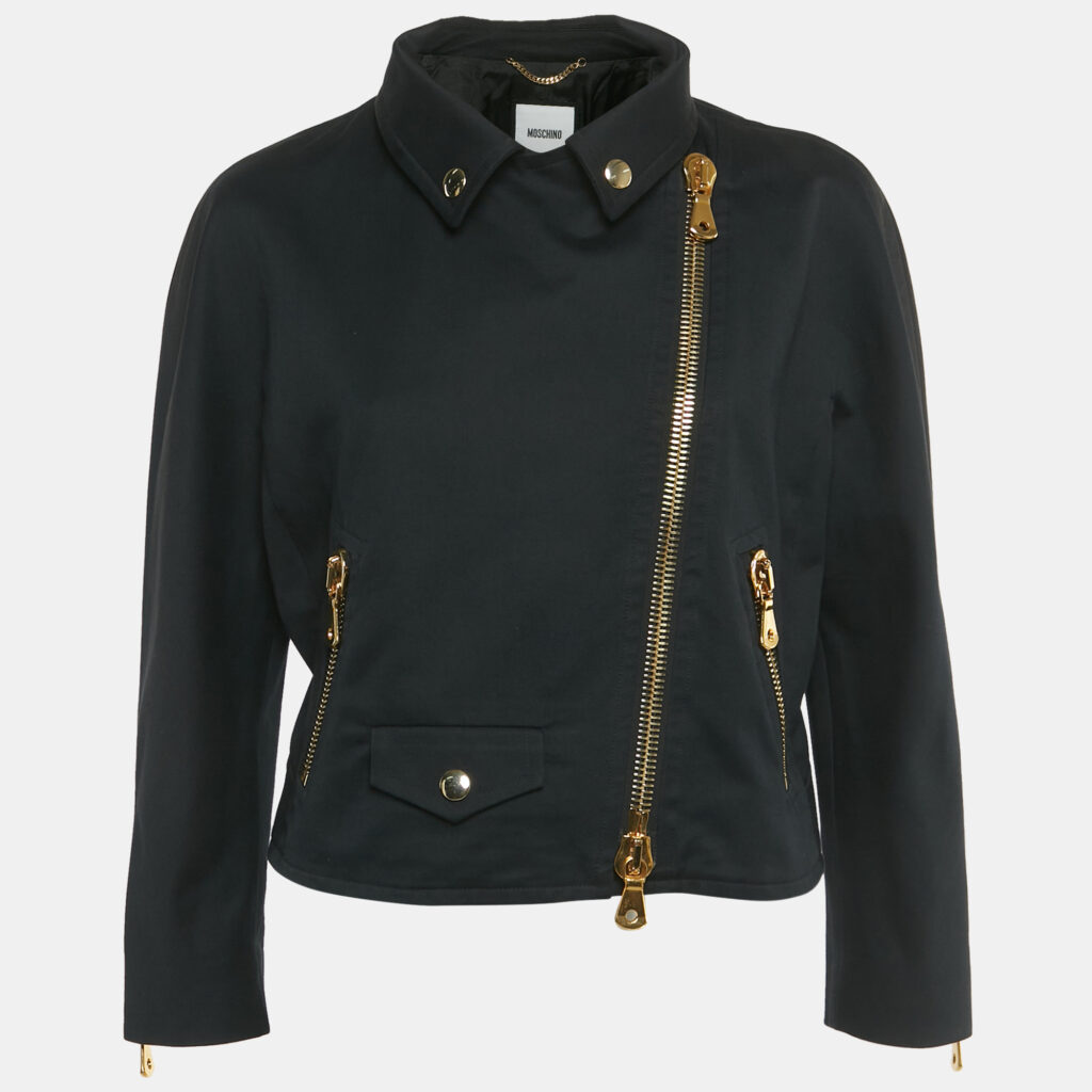 luxury-women-moschino-used-clothes-p1246286-005.jpg Moschino Black Cotton Biker Jacket L