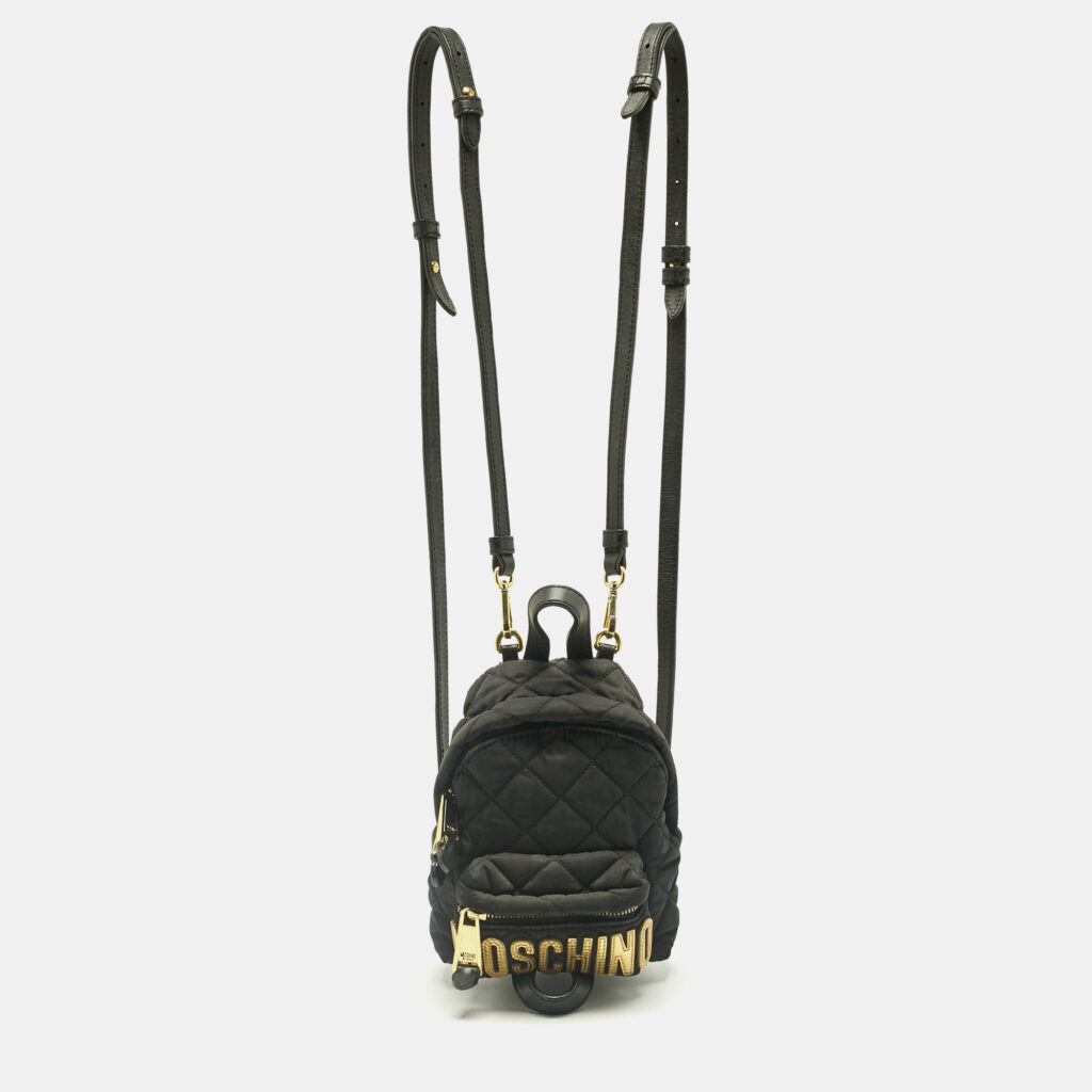Moschino Black Quilted Nylon Mini Classic Logo Backpack Moschino Black Quilted Nylon Mini Classic Logo Backpack