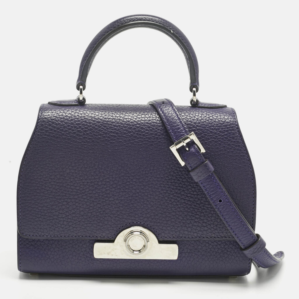 MOYNAT Purple Leather Mini Réjane Top Handle Bag
