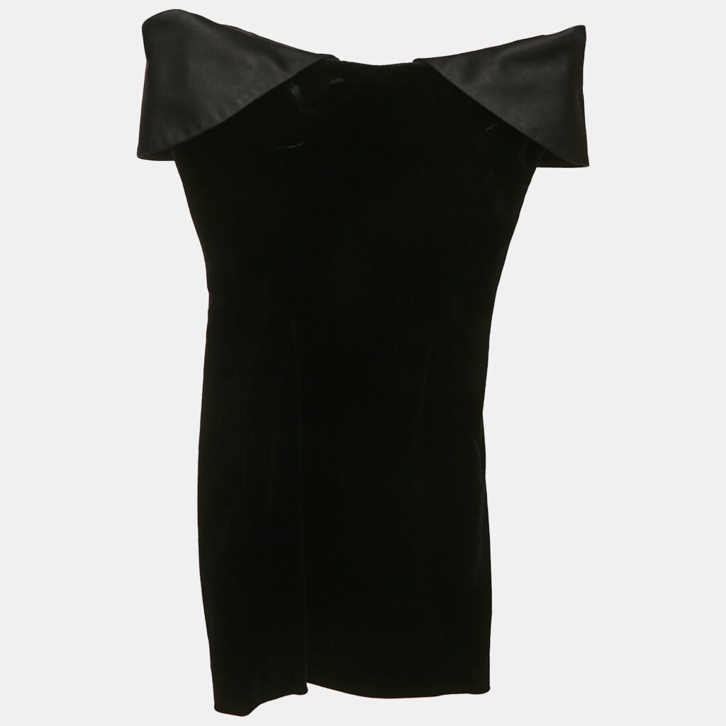 Mugler Black Velvet & Satin Strapless Mini Dress XXS Mugler Black Velvet & Satin Strapless Mini Dress XXS