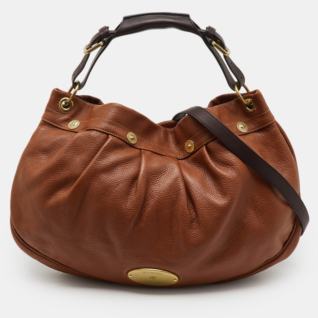luxury-women-mulberry-used-handbags-p1217703-001.jpg Mulberry Brown Pebbled Leather Mitzy East West Hobo