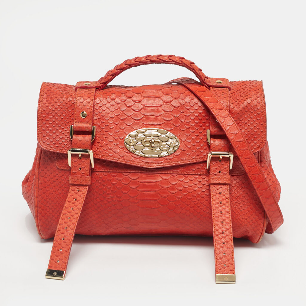 Mulberry Orange Python Embossed Leather The Alexa Satchel