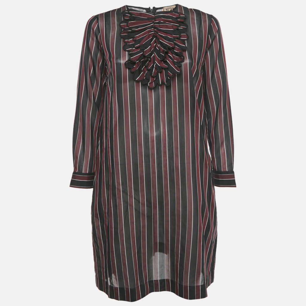 N°21 Striped Cotton Ruffled Alma Dress M