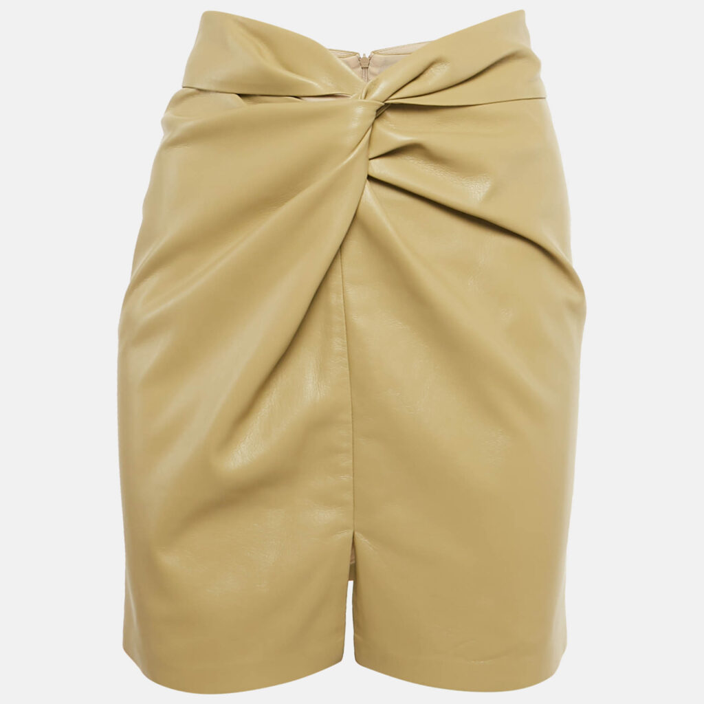 Nanushka Beige Vegan Leather Sarong Mini Skirt XS Nanushka Beige Vegan Leather Sarong Mini Skirt XS
