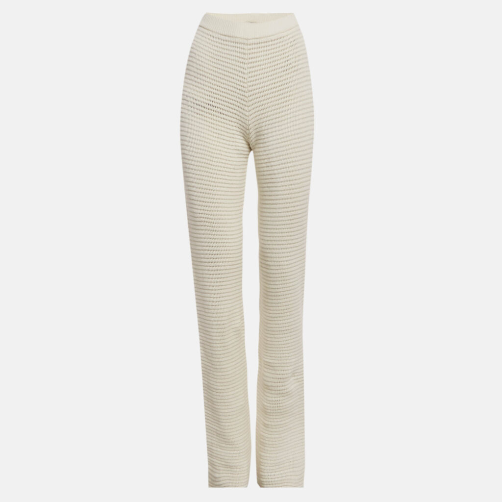 Nanushka Off White Crochet Knit Bazia Slim Trousers M Nanushka Off White Crochet Knit Bazia Slim Trousers M