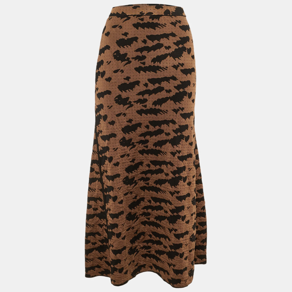 Nanushka Brown /Black Patterned Knit Maxi Skirt S