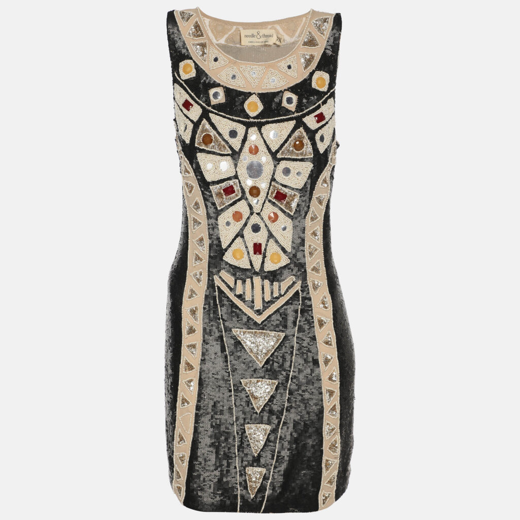 Needle & Thread Black Multicolor Sequin and Bead Embellished Sleeveless Top L Needle & Thread Black Multicolor Sequin and Bead Embellished Sleeveless Top L