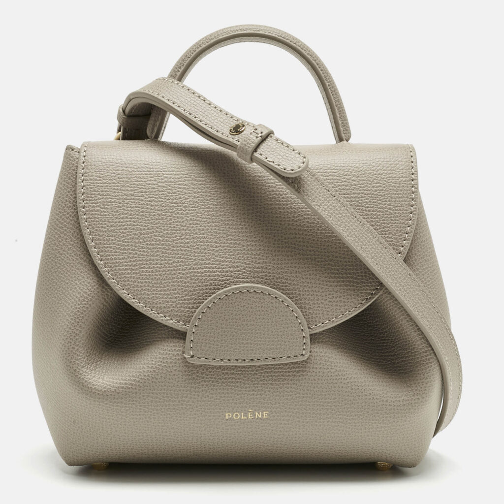 Polene Grey Leather Numéro Un Nano Top Handle Bag Polene Grey Leather Numéro Un Nano Top Handle Bag