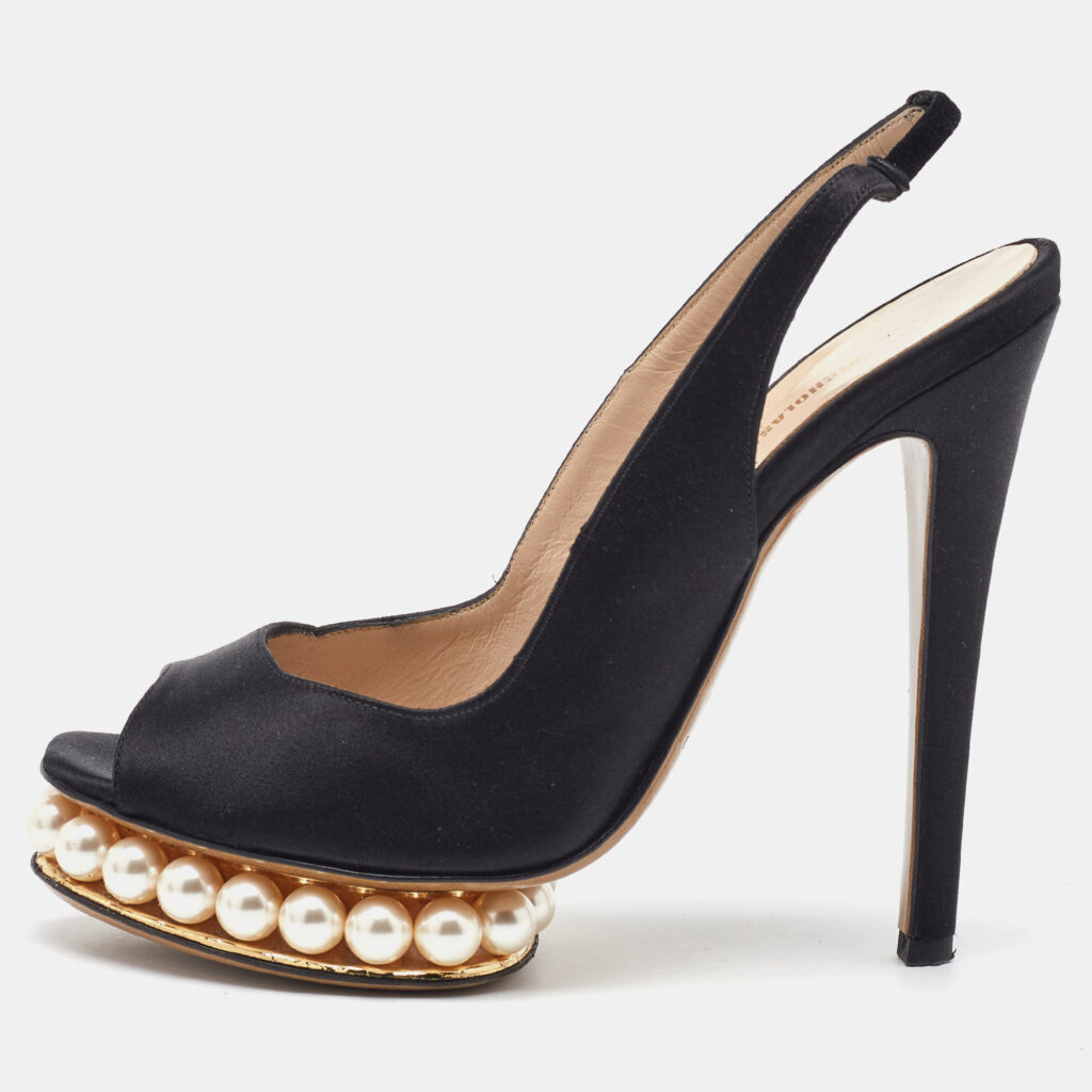 luxury-women-nicholaskirkwood-used-shoes-p1178126-002-1.jpg Nicholas Kirkwood Black Satin Pearl Platform Slingback Sandals Size 36