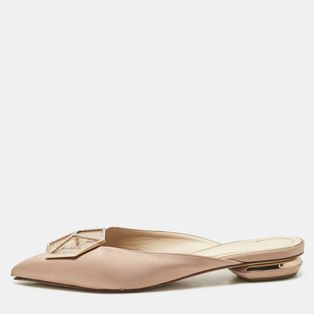 Nicholas Kirkwood Beige Satin Eden Mules Size 39 Nicholas Kirkwood Beige Satin Eden Mules Size 39